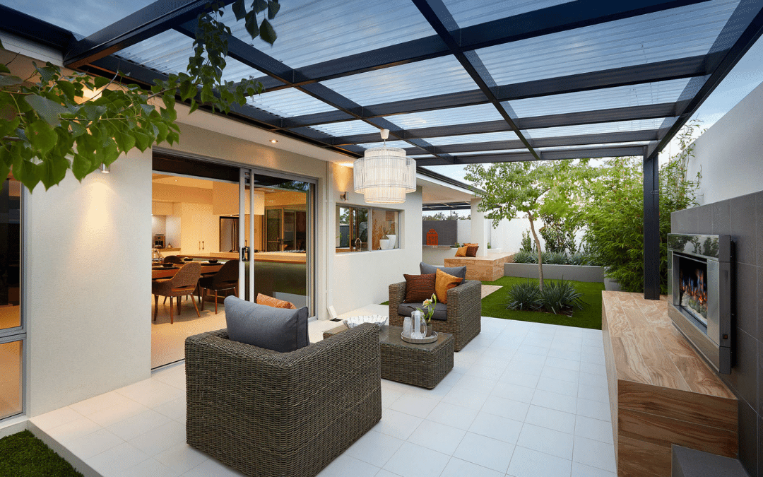 Glass roof wooden pergola